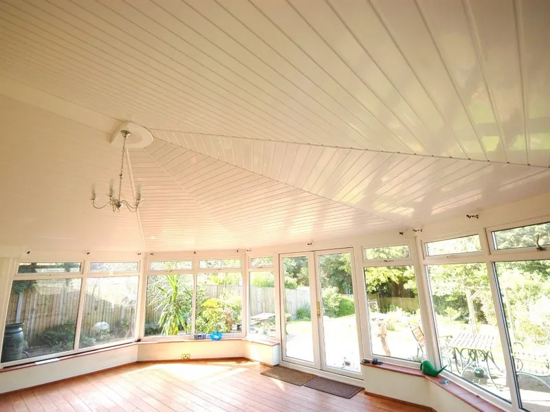 Insulated conservatory ceiling after installation
